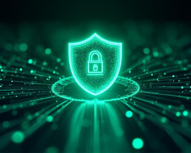 Conceptual representative of a locked network shield protecting data flow